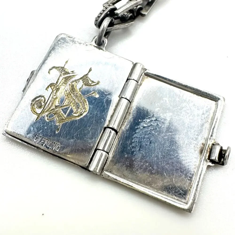 Vintage 925 sterling silver flex link articulated book charm bracelet 6
